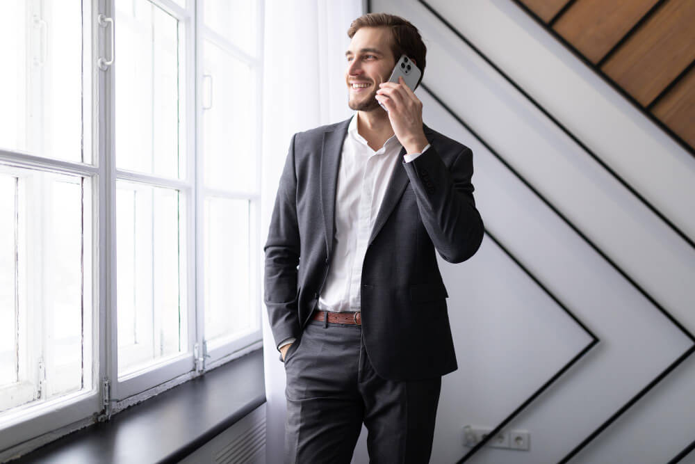 young businessman on phone